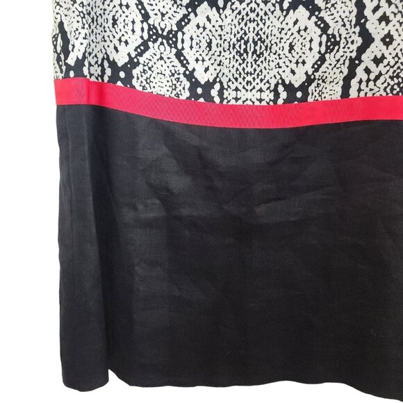 LOFT 100% Linen Dress Snake Print Sleeveless Shift Drop Waist Color Block Sz 6 P - Picture 3 of 11